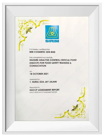Cosmetics manufacturing certificate 1
